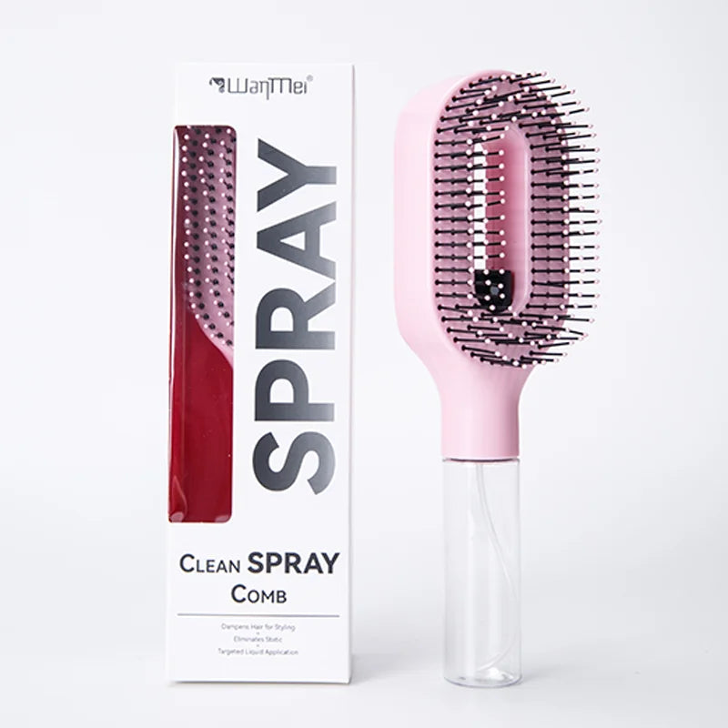 Brosse Spray 2-en-1 – Démêle, Hydrate et Lisse les Cheveux Sans Effort.