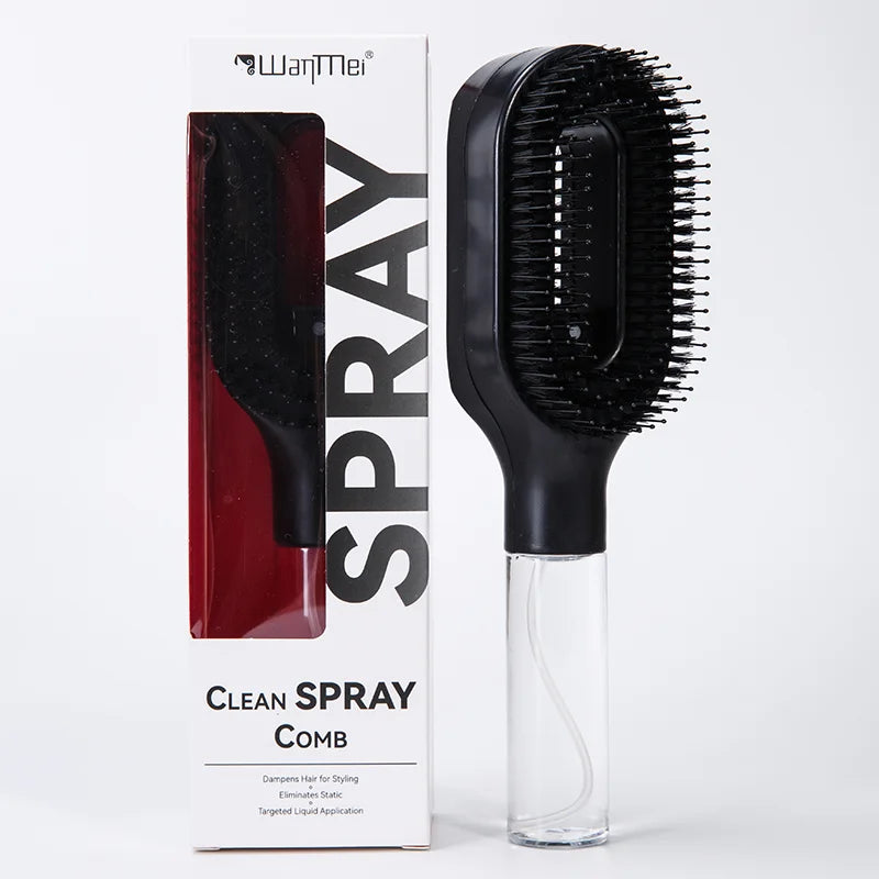 Brosse Spray 2-en-1 – Démêle, Hydrate et Lisse les Cheveux Sans Effort.