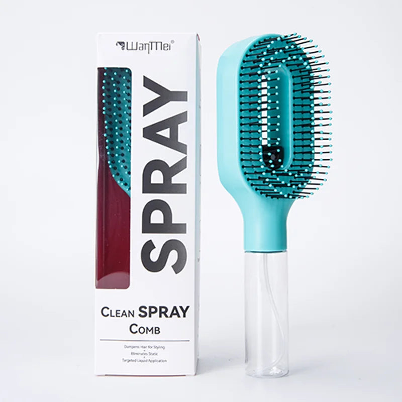 Brosse Spray 2-en-1 – Démêle, Hydrate et Lisse les Cheveux Sans Effort.