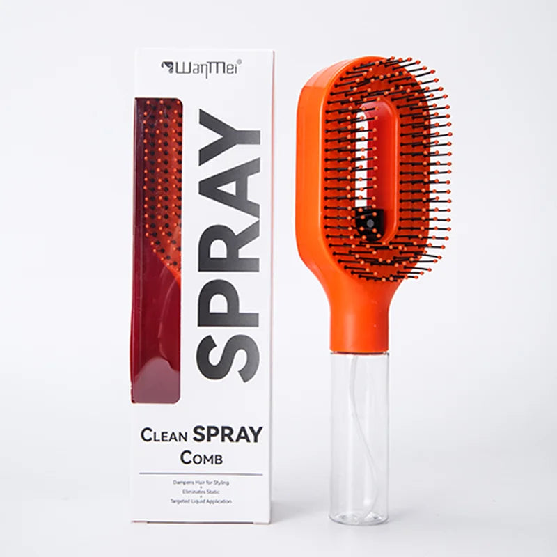 Brosse Spray 2-en-1 – Démêle, Hydrate et Lisse les Cheveux Sans Effort.