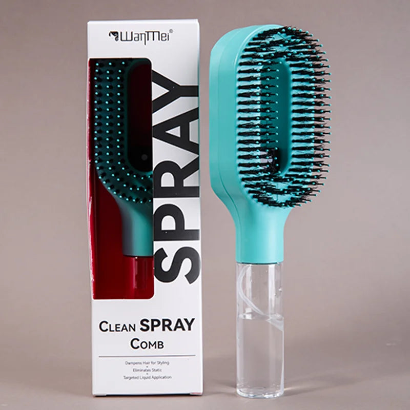 Brosse Spray 2-en-1 – Démêle, Hydrate et Lisse les Cheveux Sans Effort.