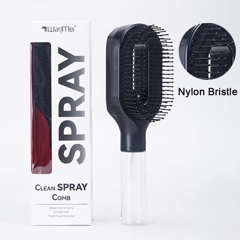 Brosse Spray 2-en-1 – Démêle, Hydrate et Lisse les Cheveux Sans Effort.
