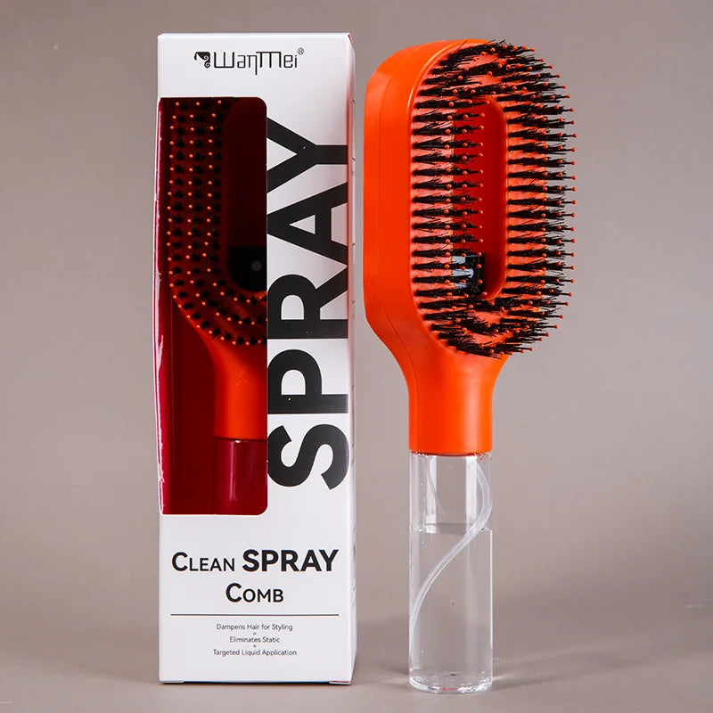 Brosse Spray 2-en-1 – Démêle, Hydrate et Lisse les Cheveux Sans Effort.